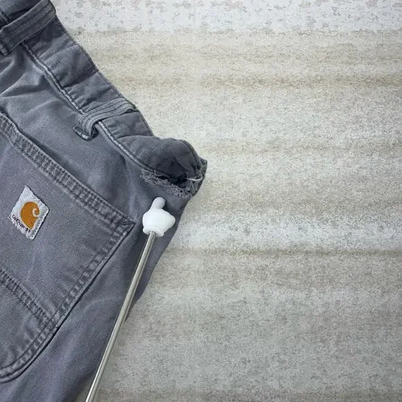 Vintage 90s Carhartt Carpenter Pants 36x30 Light Grey Relaxed Fit Dungarees - Picture 5 of 6